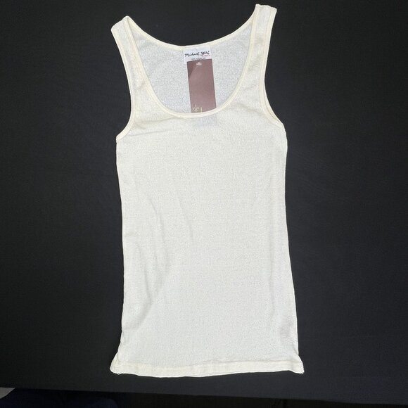 Michael Stars Womens One Size Boho Chic Preppy Cream Sleeveless Tank Top USA - Picture 10 of 10